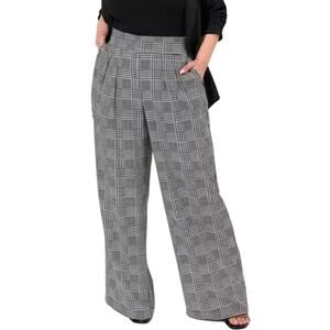 Torrid Plaid Houndstooth Studio Crepe High Rise Wide Leg Pant